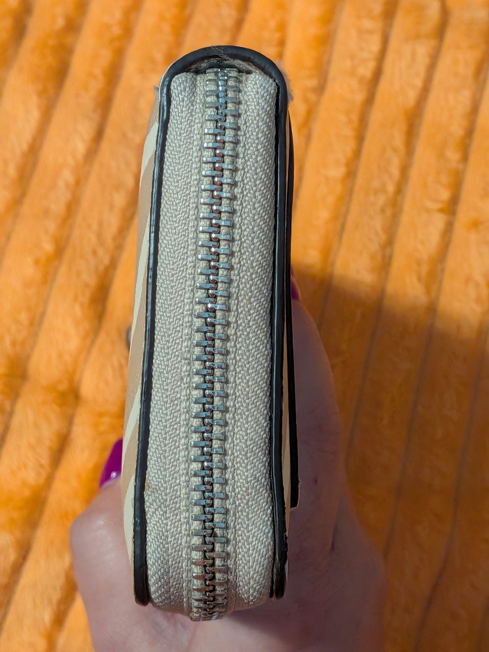 Coach Zebra Print Zip Around Wallet in Beige and Cream - Picture 7 of 15